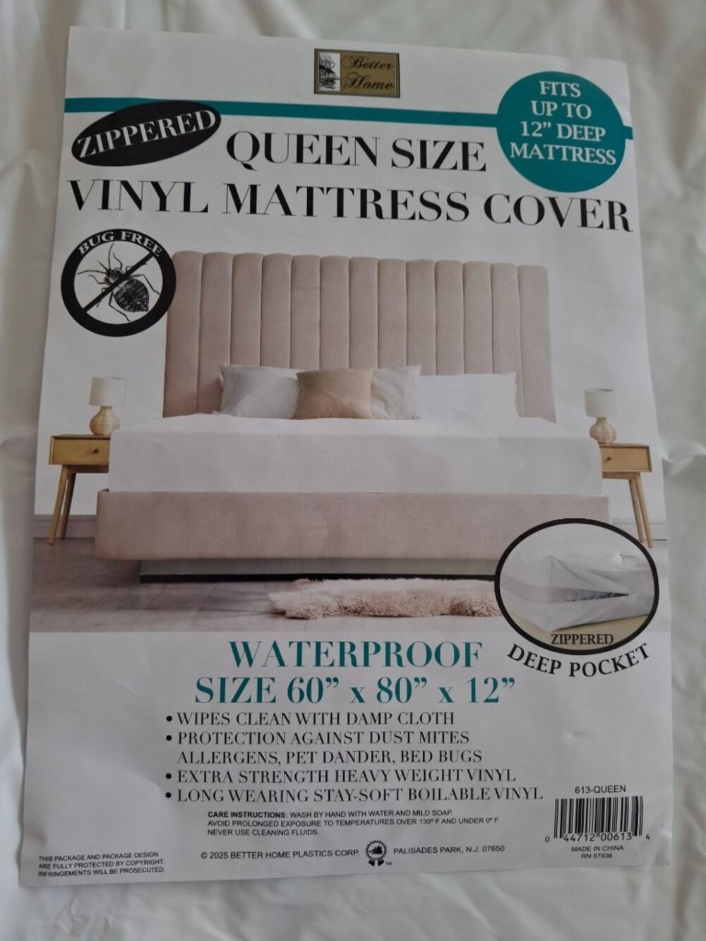 Better Home Queen Vinyl Mattress Cover Zippered Waterproof Bed Bug Dust Mite